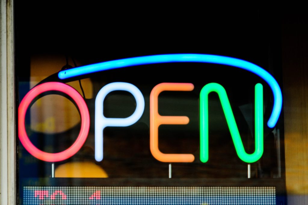 open neon light signage