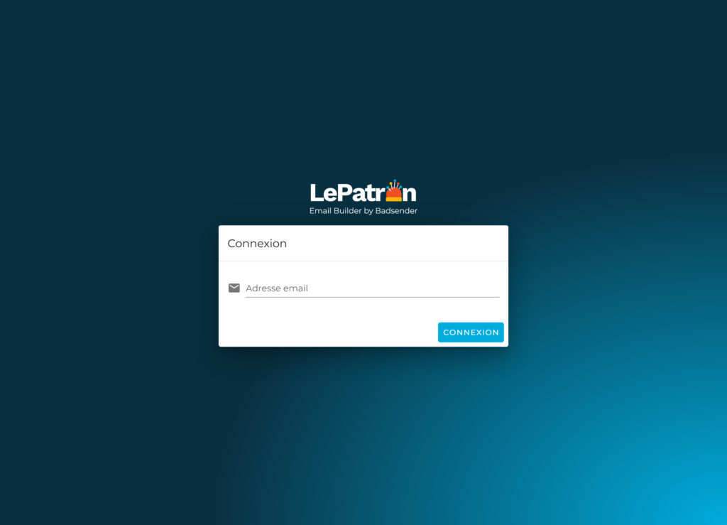 login screen of the application
